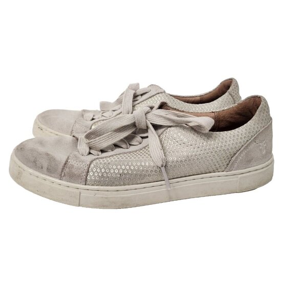 Frye Shoes - FRYE Womens Casual Sneakers Size 7 Taupe Suede Diamond Embossed Low Top Shoes